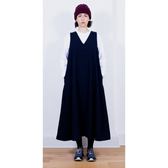 Gramicci Wool Tent Dress A Line Maxi Lagenlook Navy Blue Garmentory Avant Garde - Picture 1 of 7